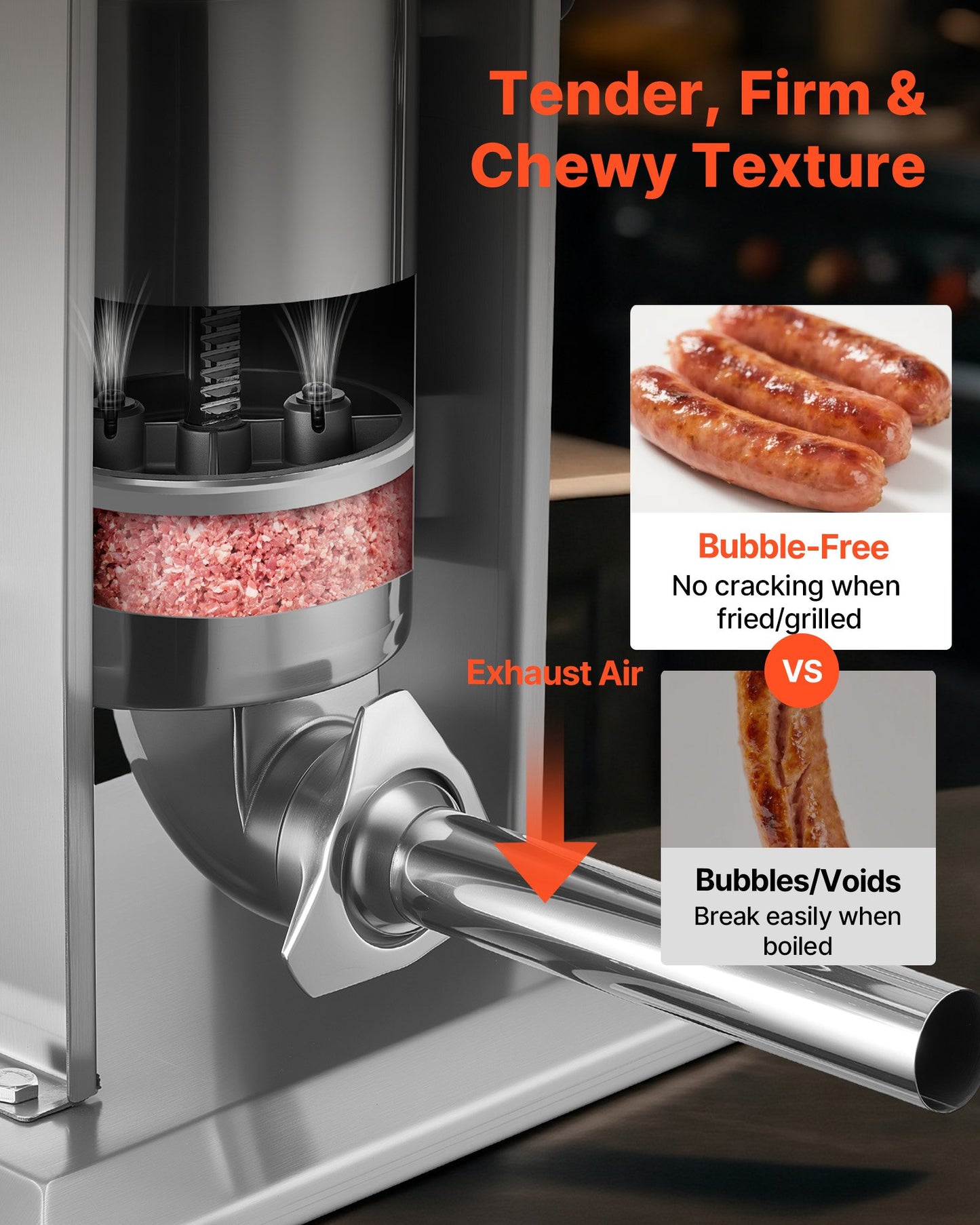 Manual Sausage Stuffer, 7 LBS / 3 L Vertical Meat Stuffer, Heavy Duty Sausage Casing Meat Stuffing Machine, Dual-Speed Stainless Steel Filler with 5 Filling Tubes, for Commercial and Home Use