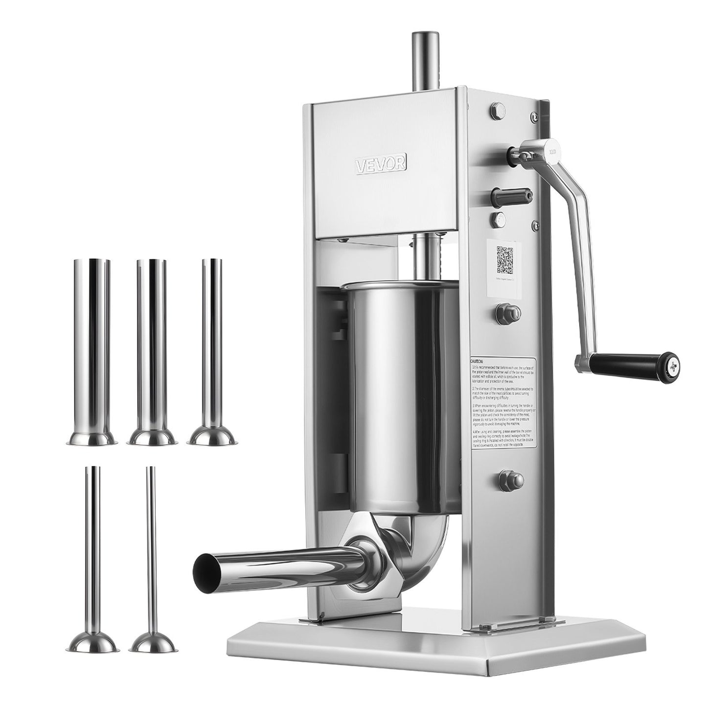 Manual Sausage Stuffer, 7 LBS / 3 L Vertical Meat Stuffer, Heavy Duty Sausage Casing Meat Stuffing Machine, Dual-Speed Stainless Steel Filler with 5 Filling Tubes, for Commercial and Home Use