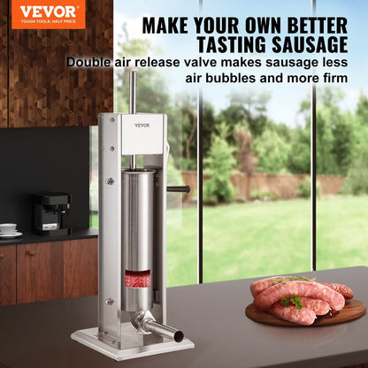 Stainless Steel Sausage Stuffer 5L Capacity with Adjustable Speeds and Suction Cup