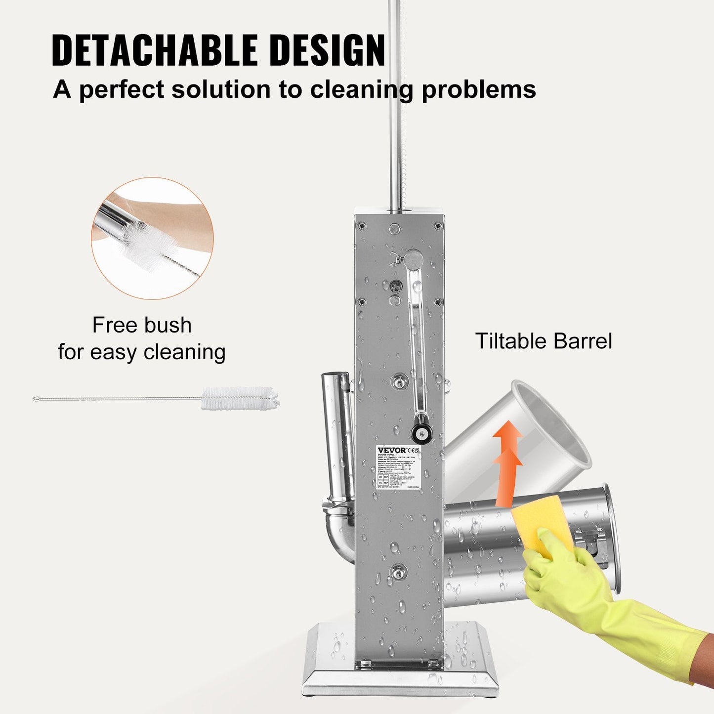 Stainless Steel Sausage Stuffer 5L Capacity with Adjustable Speeds and Suction Cup