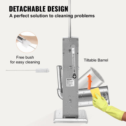 Stainless Steel Sausage Stuffer 5L Capacity with Adjustable Speeds and Suction Cup