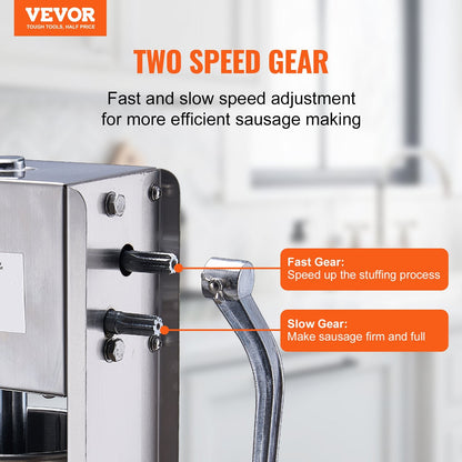 7L Vertical Sausage Stuffer, Stainless Steel, Manual, 11.9 kg Capacity