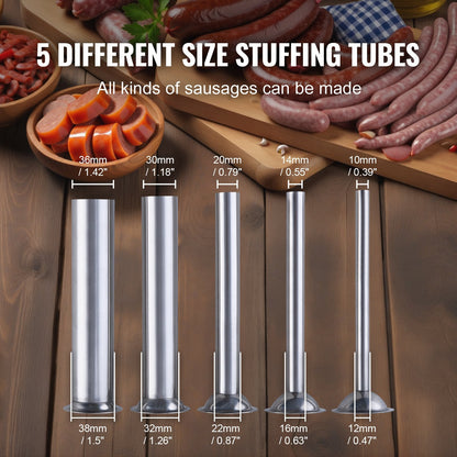 7L Vertical Sausage Stuffer, Stainless Steel, Manual, 11.9 kg Capacity