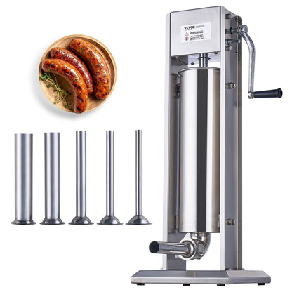 7L Vertical Sausage Stuffer, Stainless Steel, Manual, 11.9 kg Capacity