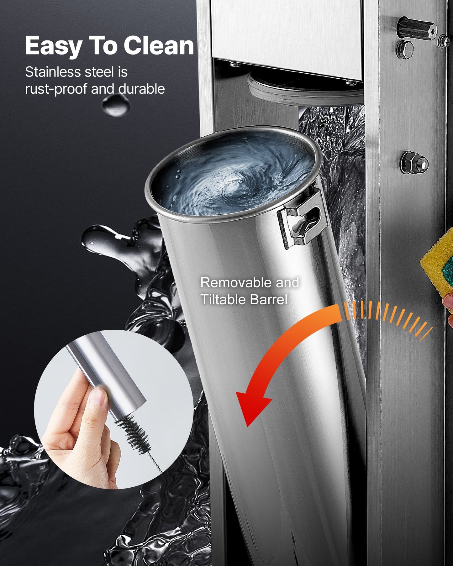 Manual Sausage Stuffer 7L Vertical Sausage Machine Dual-Speed, Food-Grade 304 Stainless Steel Meat Stuffer, Includes 5 Stuffing Tubes, for Home Kitchen Restaurant Commercial