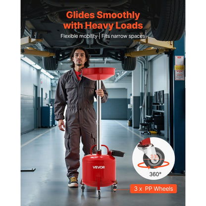 Waste Oil Drain Tank 30L Industrial Fluid Drain Tank with Toolbox