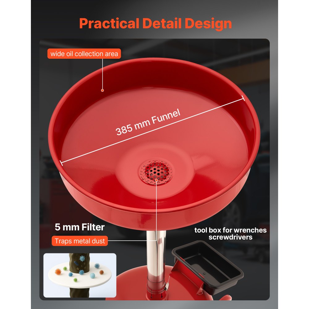 Waste Oil Drain Tank 30L Industrial Fluid Drain Tank with Toolbox