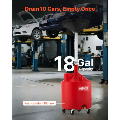 Waste Oil Drain Tank 68L Industrial Fluid Drain Tank with Funnel