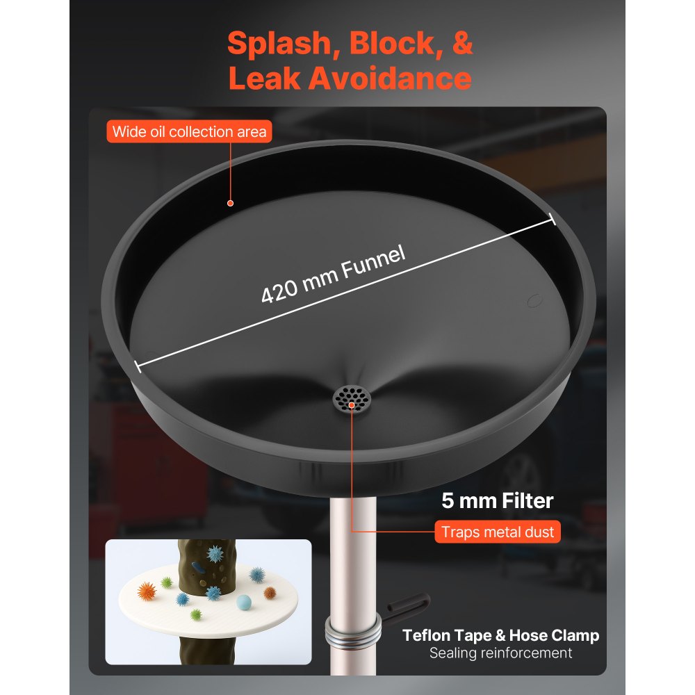 Waste Oil Drain Tank 68L Industrial Fluid Drain Tank with Funnel