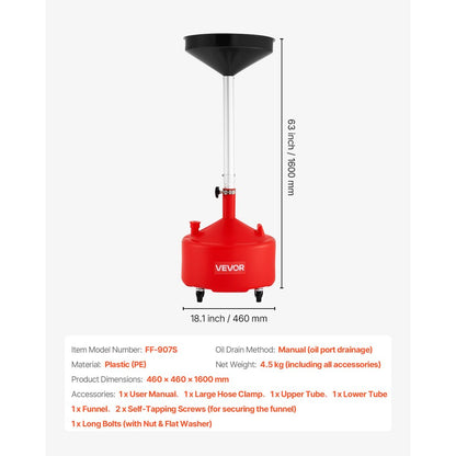 Waste Oil Drain Tank 30L Industrial Fluid Drain Tank with Funnel