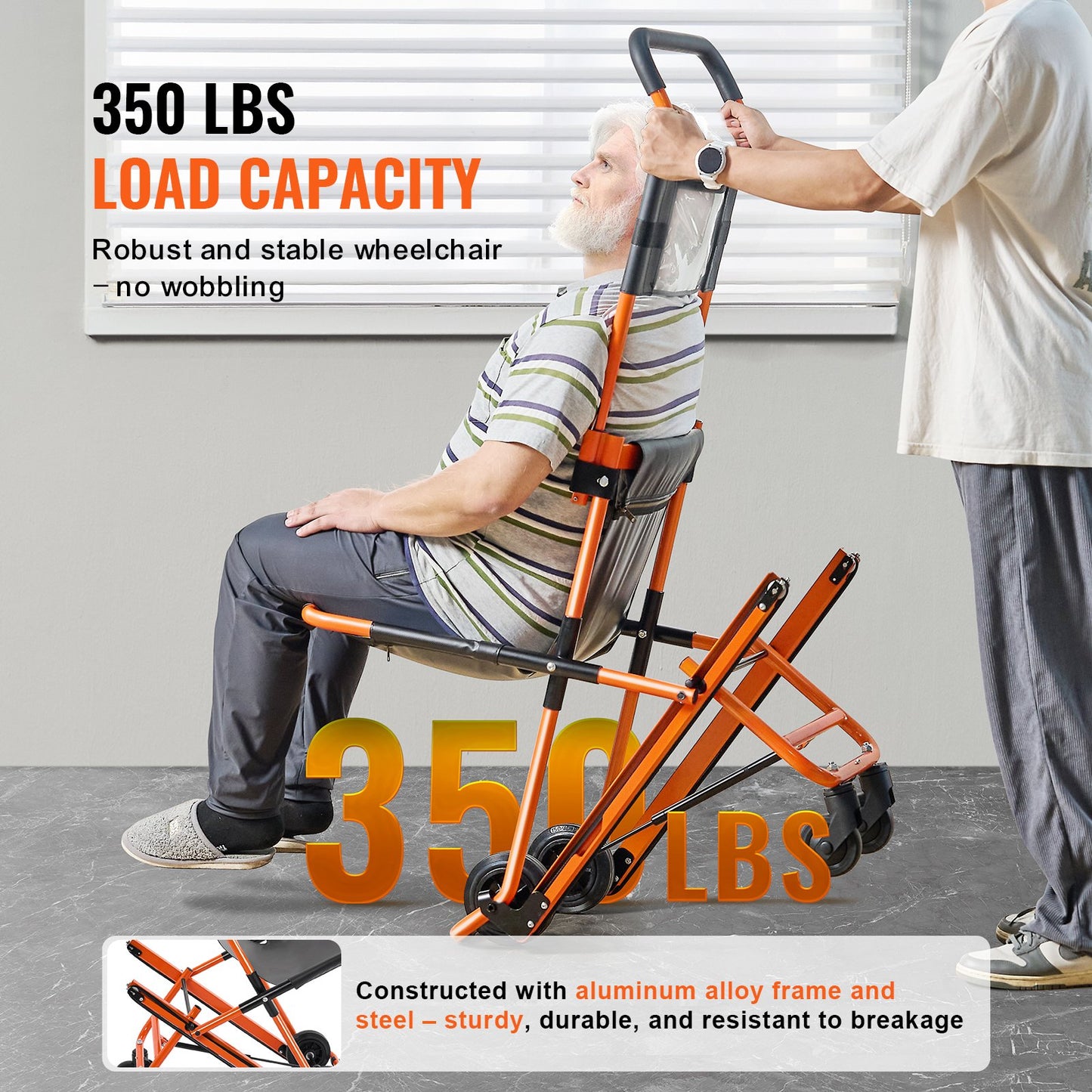 VEVOR Manual Stair Chair, 159 kg Load Capacity, Foldable Emergency Stair Wheelchair