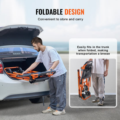 VEVOR Manual Stair Chair, 159 kg Load Capacity, Foldable Emergency Stair Wheelchair