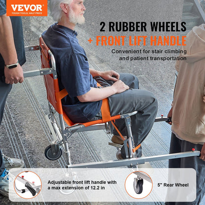 Foldable Aluminum Stair Climbing Chair, 159 kg Capacity, Portable Emergency Use