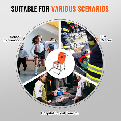 Foldable Aluminum Stair Climbing Chair, 159 kg Capacity, Portable Emergency Use
