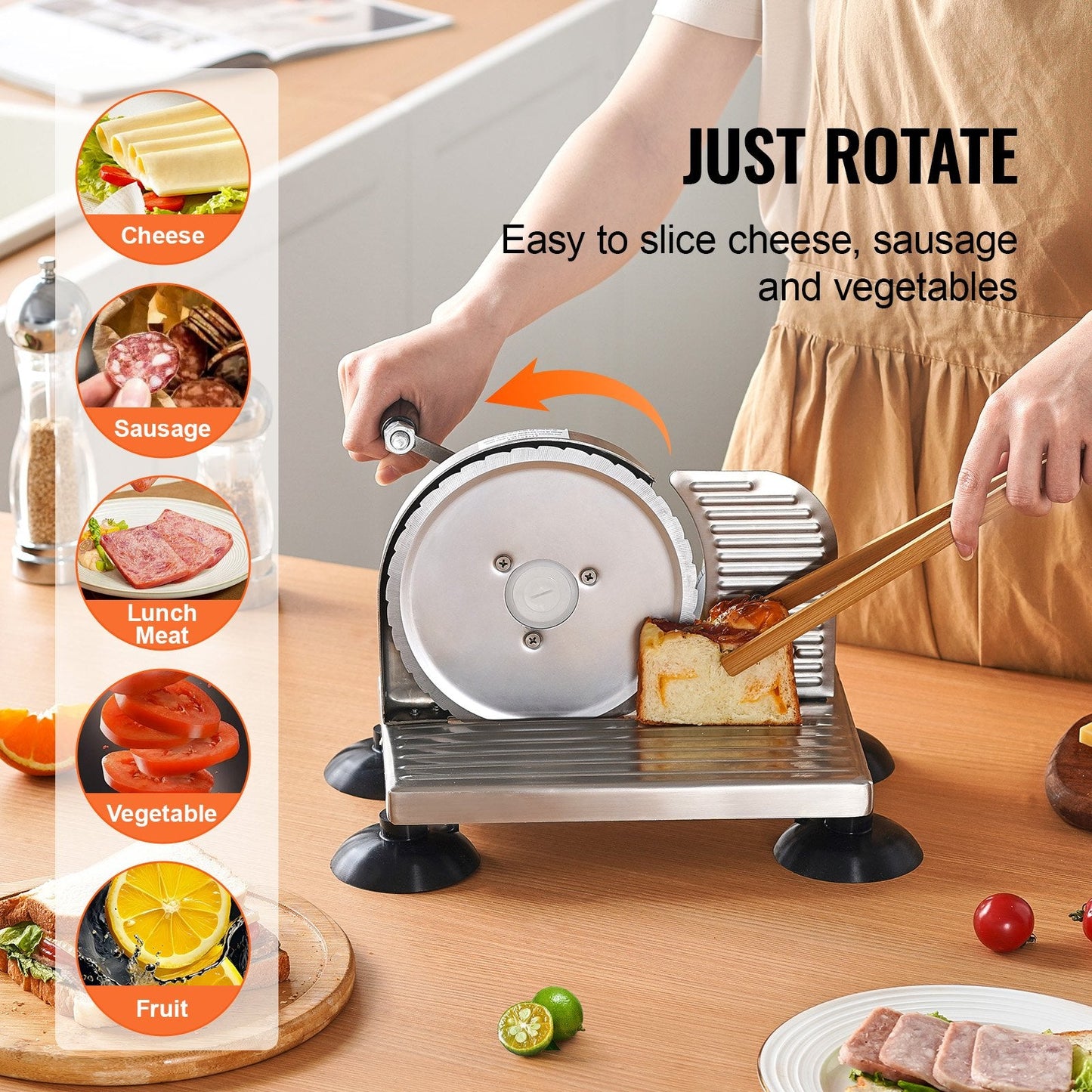 Manual Bread and Cheese Slicer, Adjustable Thickness, 0-0.15m, 1.8kg