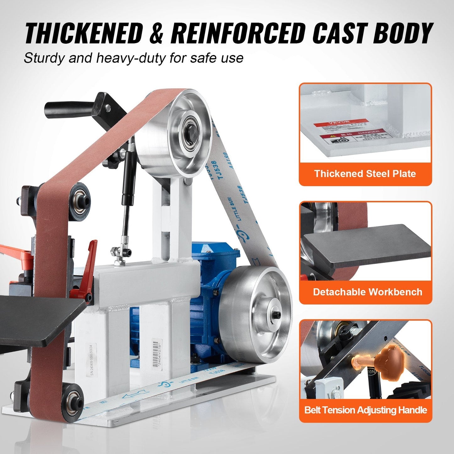 Variable Speed Belt Grinder 1.8m x 0.05m, 1500W with 3 Grinding Moulds & Belts