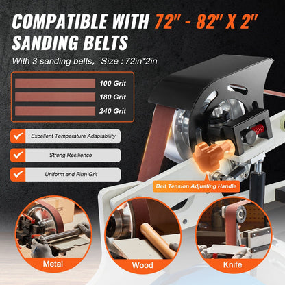 Belt Grinder Sander 1.82 x 0.05m Polisher with VFD and 3 Grinding Modes