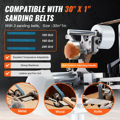 VEVOR Belt Grinder Sander, 30 x 1-Inch Variable Speed Belt Polisher with VFD, 550W