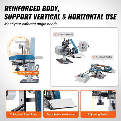 Variable Speed Belt Grinder Sander, 762 x 25.4mm, 550W, for Metal & Knife Work