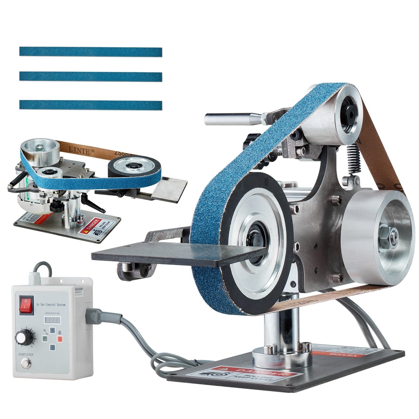 Variable Speed Belt Grinder Sander, 762 x 25.4mm, 550W, for Metal & Knife Work