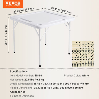 VEVOR Mahjong Table, Square 4 Player Folding Card Table with 4 Cup Holders & 4 Chip