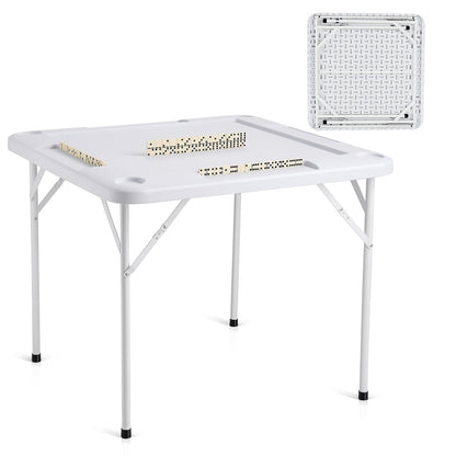 VEVOR Mahjong Table, Square 4 Player Folding Card Table with 4 Cup Holders & 4 Chip