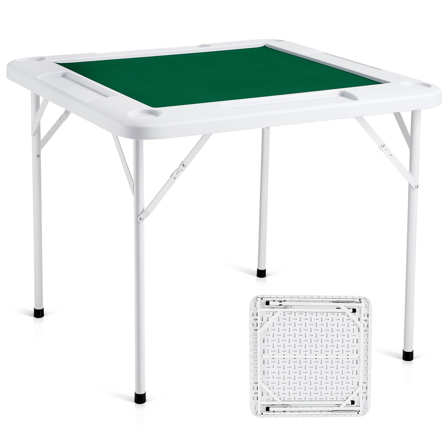 VEVOR Mahjong Table, 4 Player Folding Domino Table with Wear-Resistant Green Tabletop,
