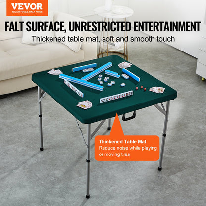 VEVOR Mahjong Table, Fold-in-Half 4 Player Card Table with Wear-Resistant Green
