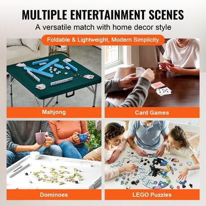 Portable 4-Player Mahjong Table with Wear-Resistant Surface, 0.9x0.9 Meters