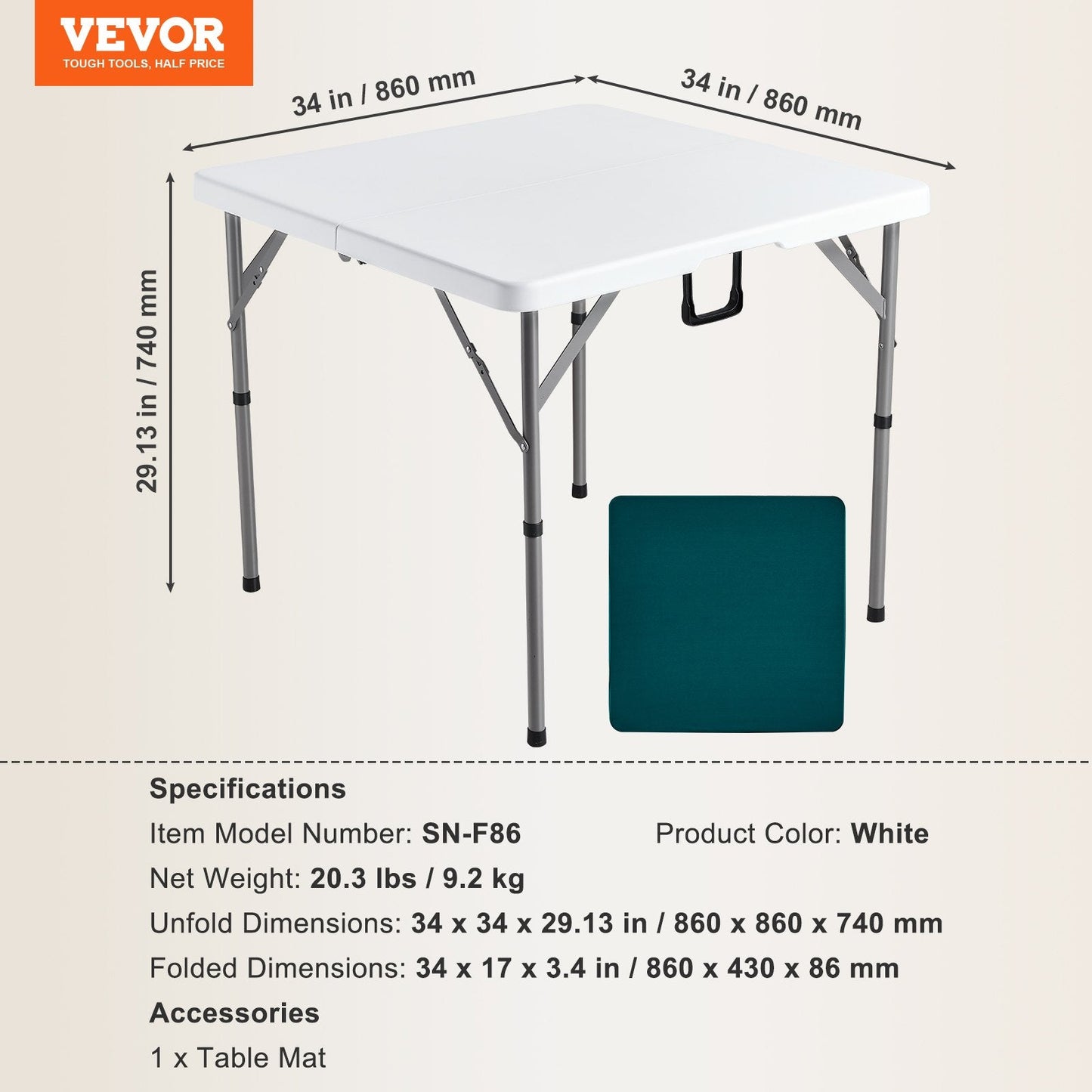 Portable 4-Player Mahjong Table with Wear-Resistant Surface, 0.9x0.9 Meters