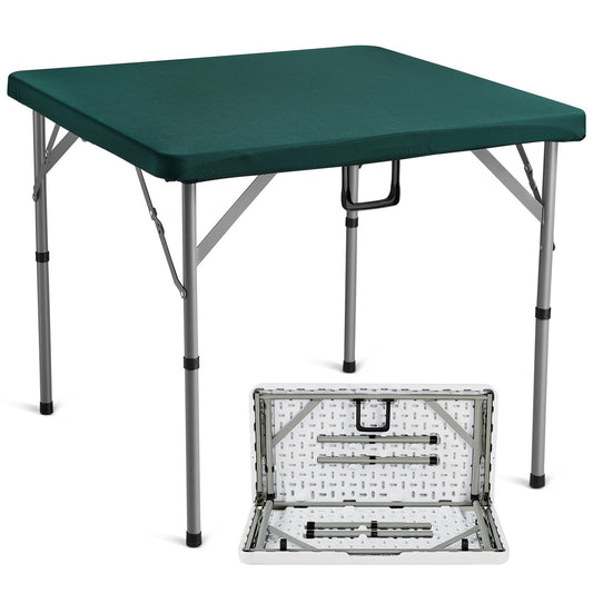 VEVOR Mahjong Table, Fold-in-Half 4 Player Card Table with Wear-Resistant Green