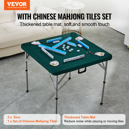 VEVOR Mahjong Table with Mahjong Tiles Set, Fold-in-Half 4 Player Card Table with