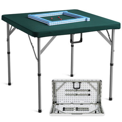 Portable Mahjong Table Set with 144 Tiles, Foldable 4-Player Card Table, White