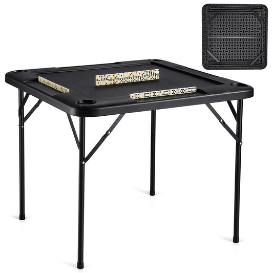 VEVOR Mahjong Table, Square 4 Player Folding Card Table with 4 Cup Holders & 4 Chip