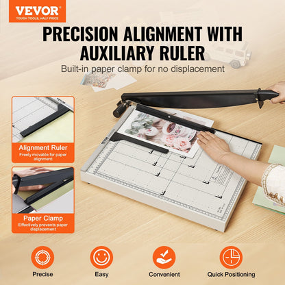 Heavy Duty Guillotine Paper Trimmer, 0.46m Cut, 20 Sheets, Safety Features
