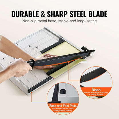 Heavy Duty Guillotine Paper Trimmer, 0.46m Cut, 20 Sheets, Safety Features