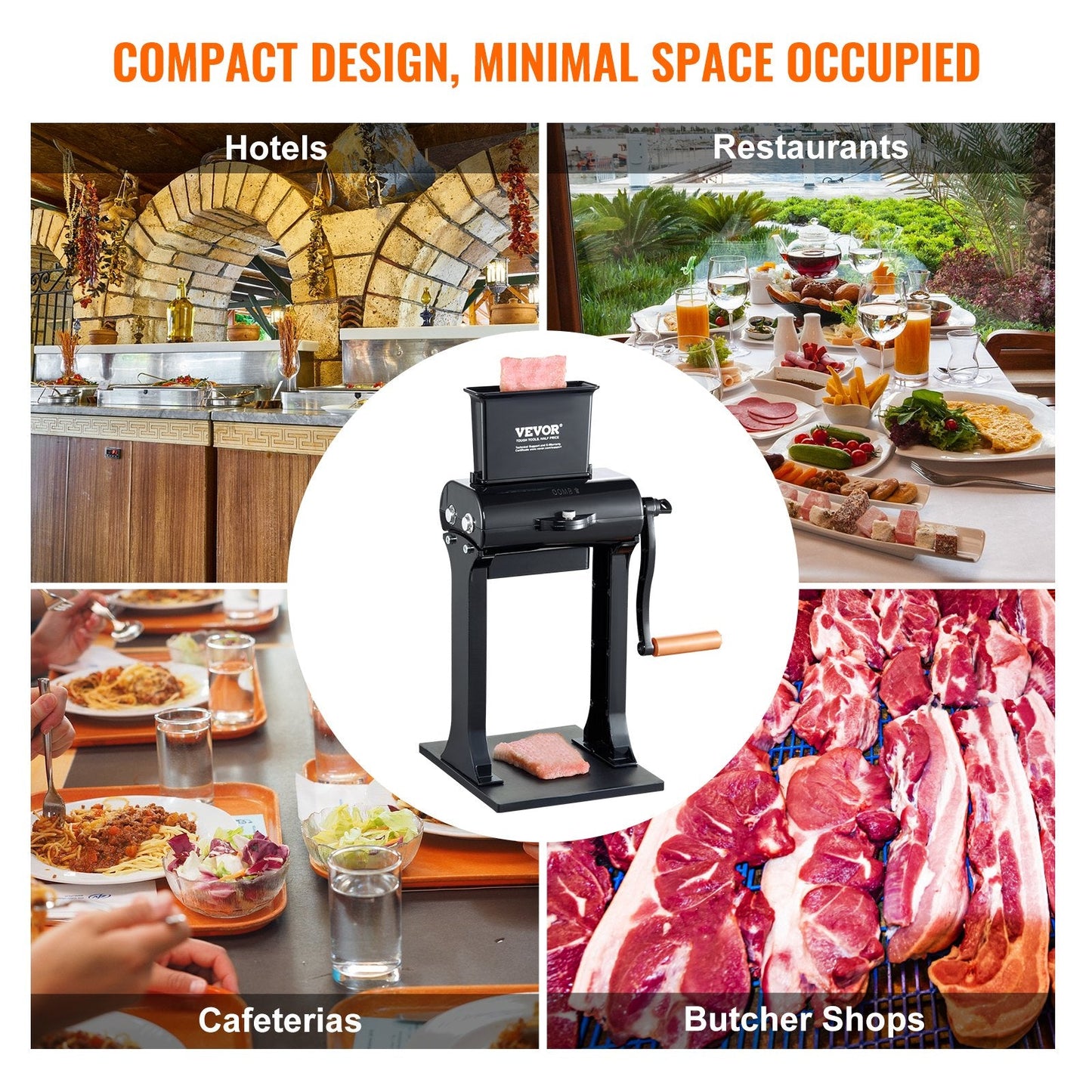 Heavy Duty Manual Meat Tenderizer, Stainless Steel, 148mm Feed Port, 3.4 kg