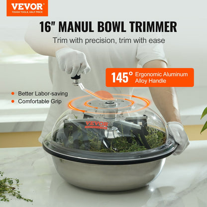 Manual Leaf Bowl Trimmer 0.4m with Stainless-Steel Blades and Drying Bag