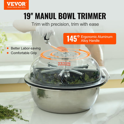 VEVOR Leaf Bowl Trimmer 19'' Manual Bud Trimmer with Stainless-Steel Blades