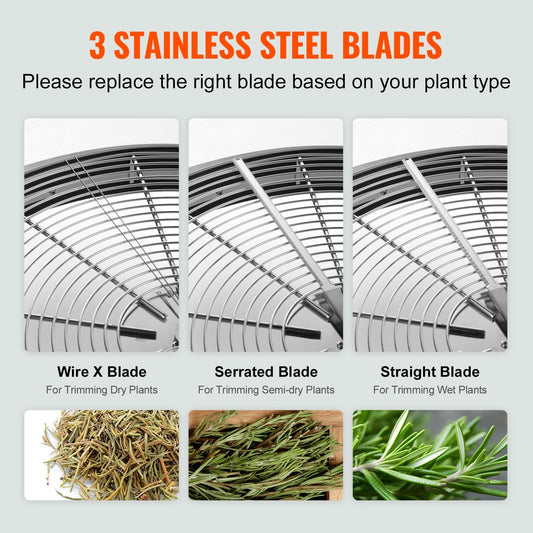 Manual Leaf Bowl Trimmer 0.48m with Stainless Blades and Drying Bag