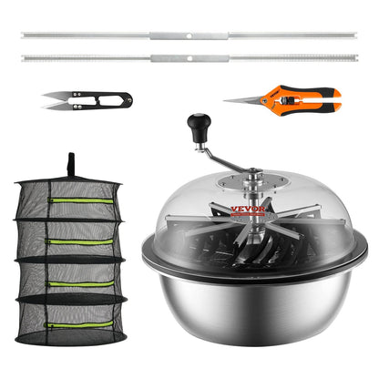 Manual Leaf Bowl Trimmer 0.48m with Stainless Blades and Drying Bag