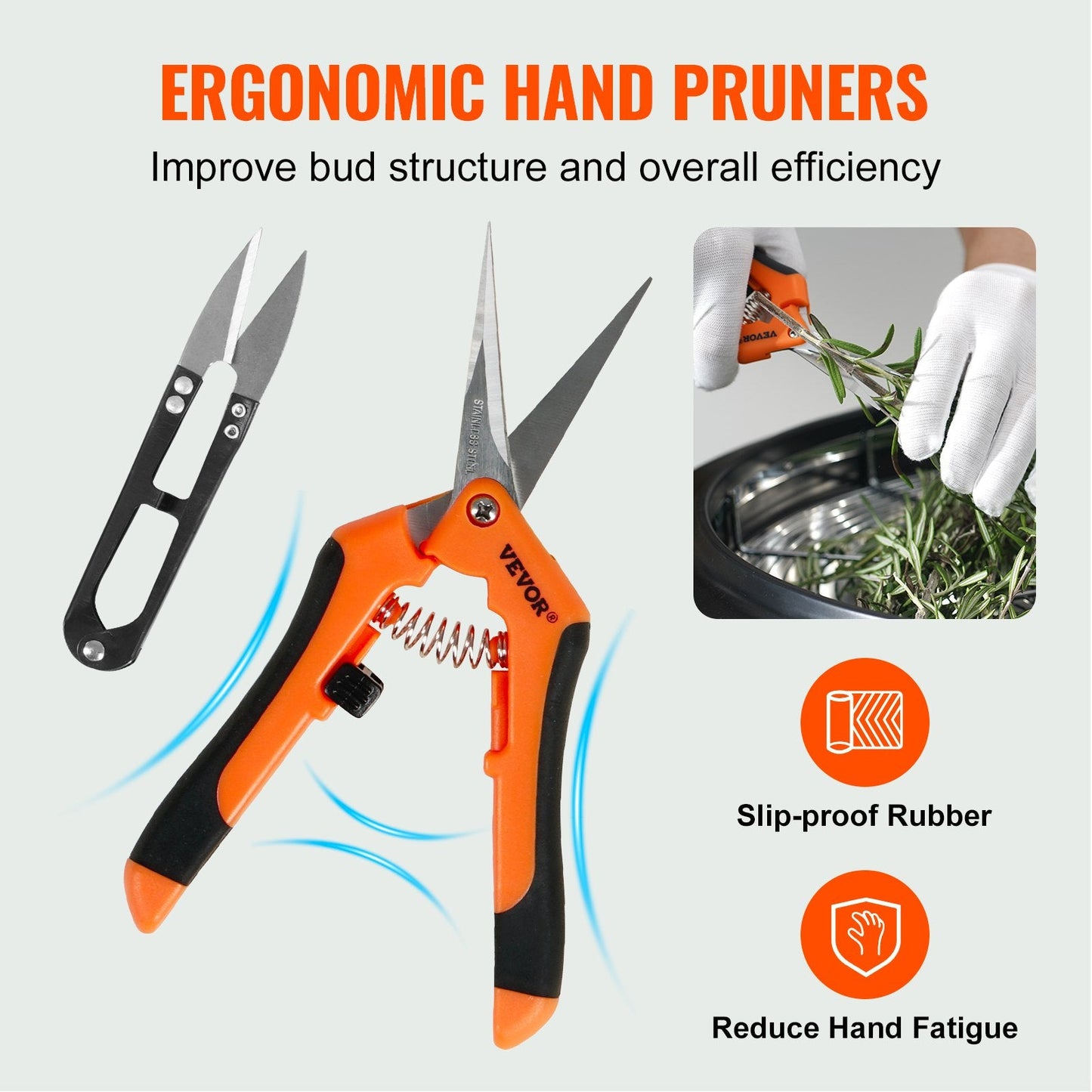 24 cm Stainless Steel Manual Bud Trimmer with 3 Blades, Versatile & Durable