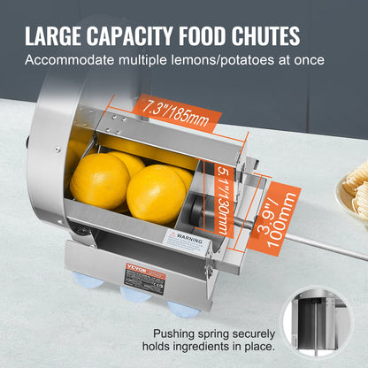 VEVOR Manual Vegetable Fruit Slicer, 0-0.5"/0-12mm Thickness Adjustable Commercial