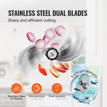 Manual Vegetable and Fruit Slicer, 0-12mm Adjustable Thickness, Stainless Steel