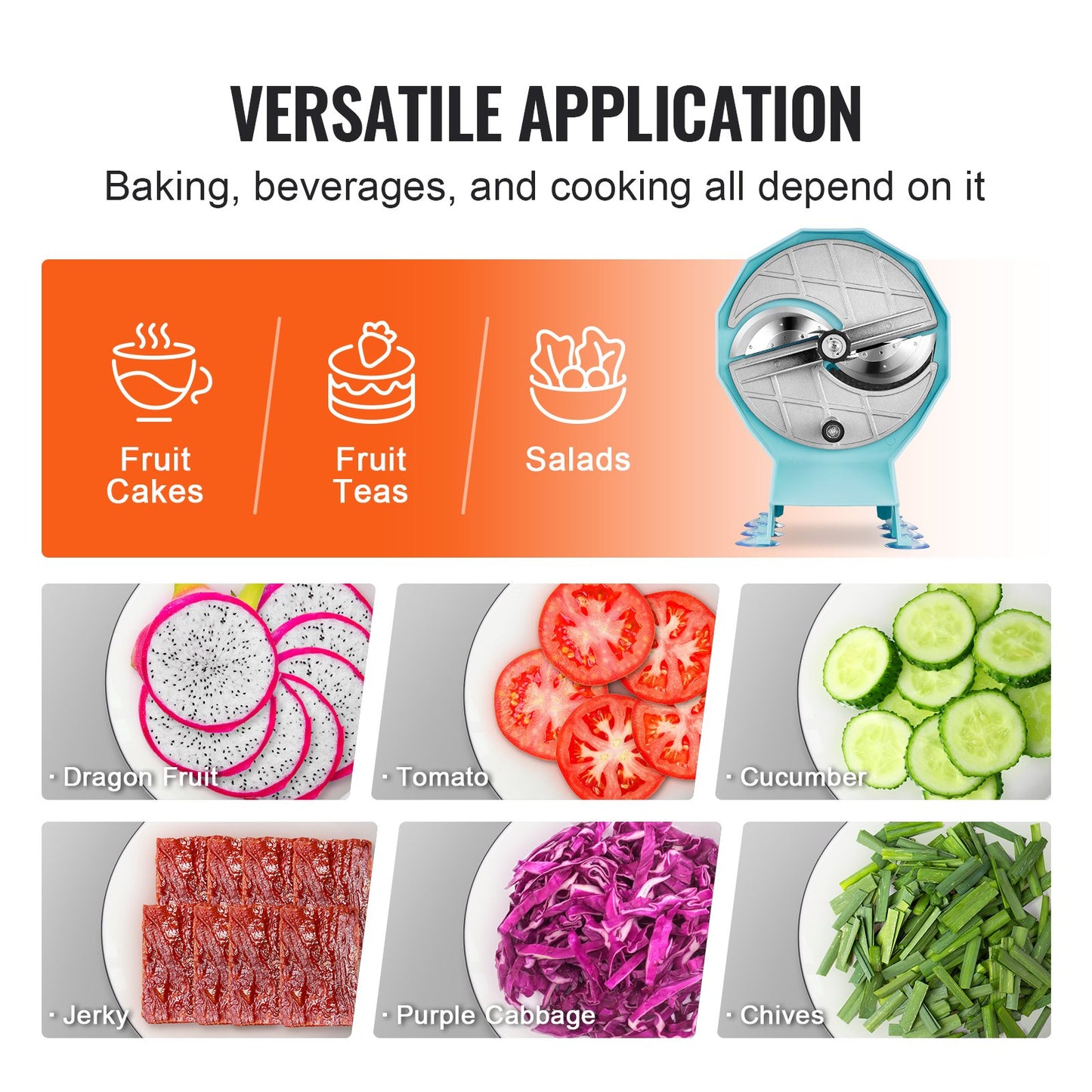 VEVOR Manual Vegetable Fruit Slicer, 0-0.5"/0-12mm Thickness Adjustable Commercial