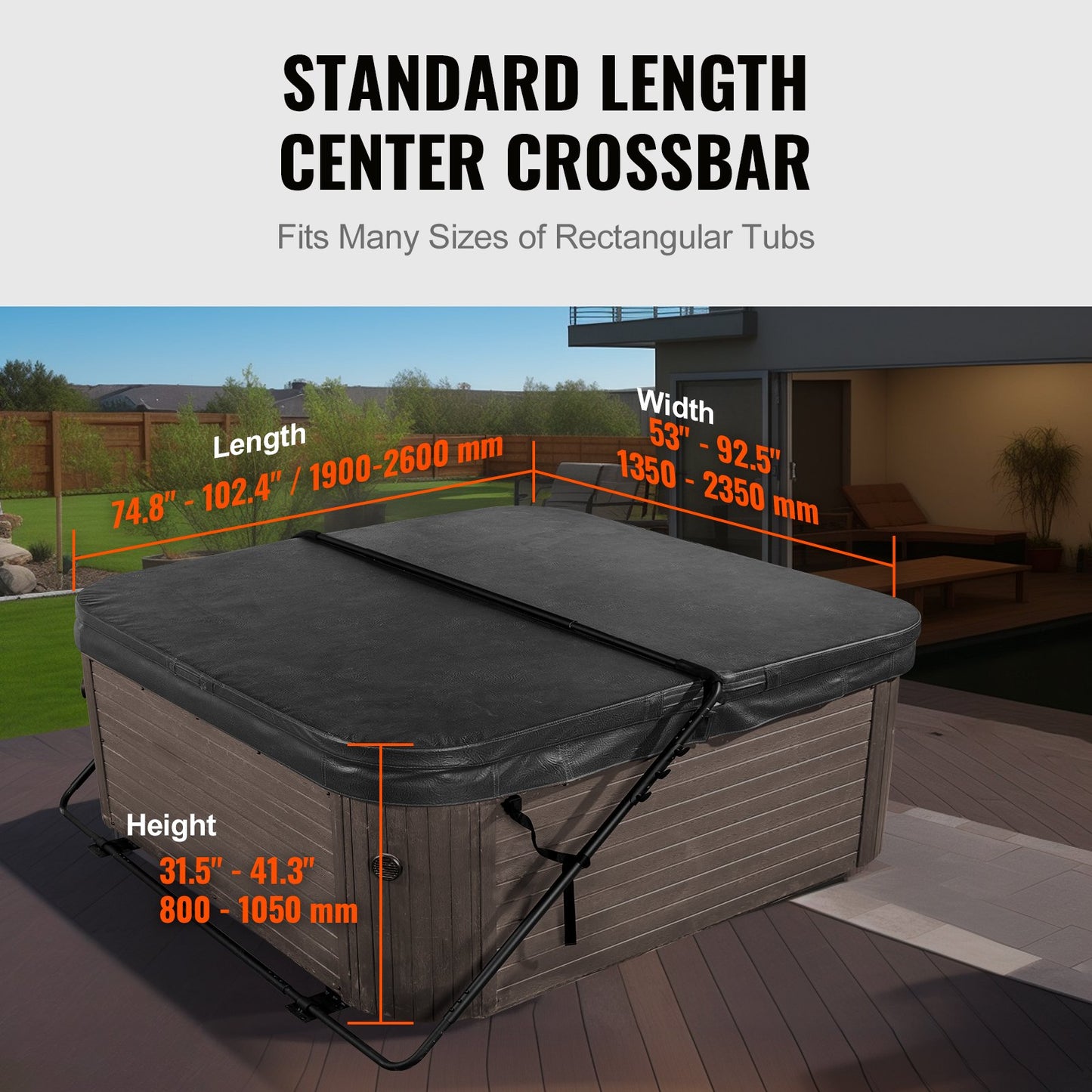 VEVOR Hot Tub Cover Lift, Spa Cover Lift, Height 80cm - 105cm Width 135cm - 235cm