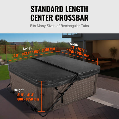 Adjustable Spa Cover Lift for Rectangular Hot Tubs, Height 0.8m-1.05m, Width 1.35m-2.35m