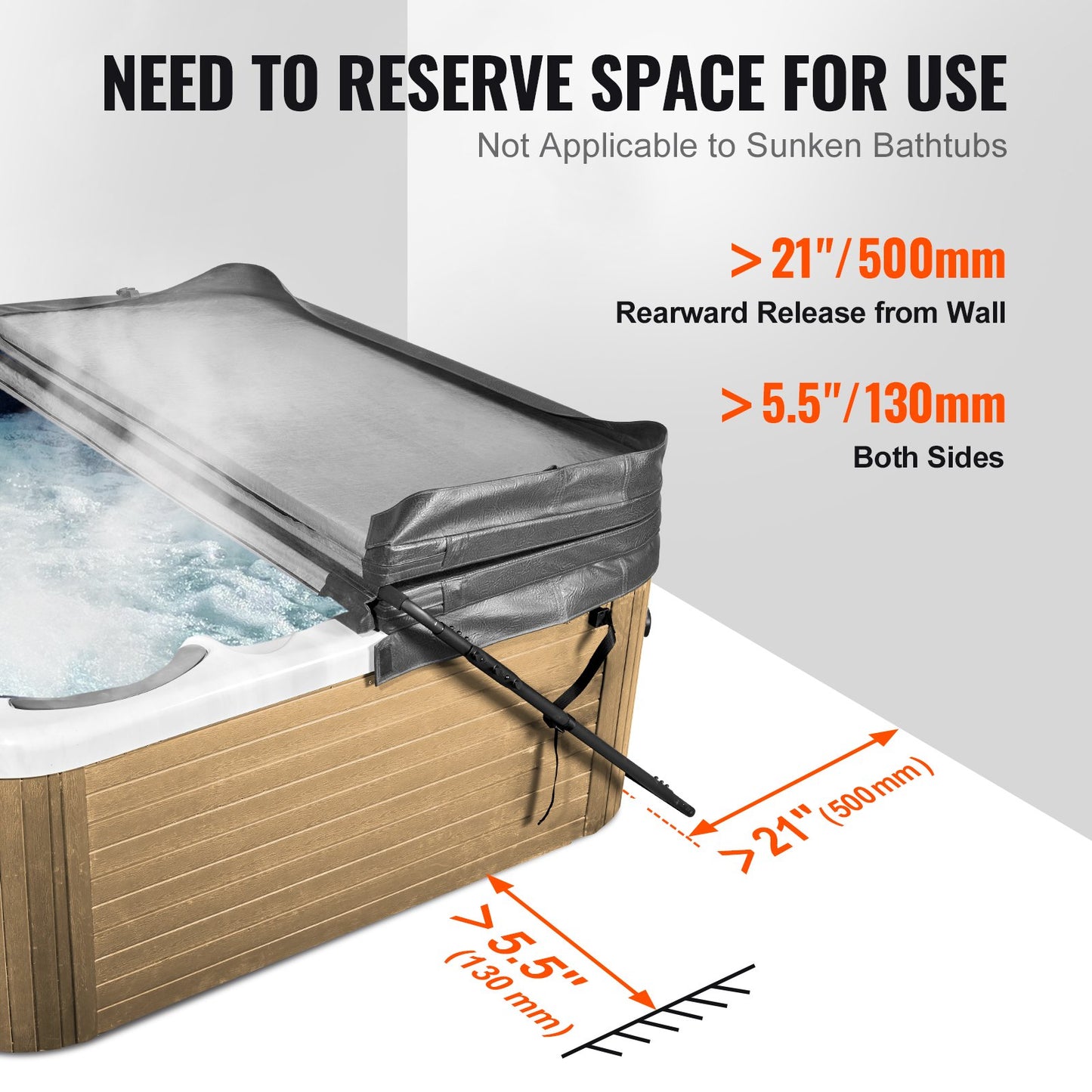 VEVOR Hot Tub Cover Lift, Spa Cover Lift, Height 80cm - 105cm Width 135cm - 235cm