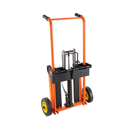 Hydraulic Material Lift Winch Stacker, 205 kg Load Capacity, Pallet Truck Dolly with Fork Lift Table, 1000 mm Max Lifting Height, Foldable & Portable Pallet Jack Table Cart, Orange & Black