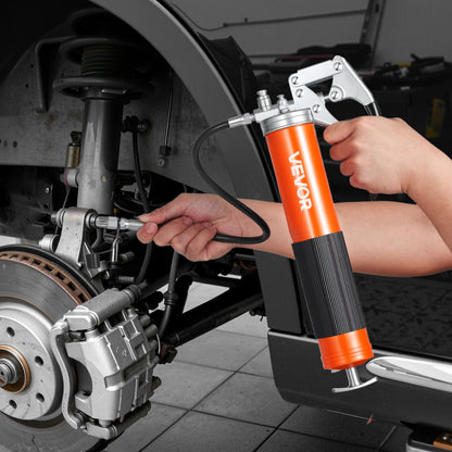 Grease Gun, 8000 PSI High Pressure, Heavy Duty Pistol Grip Grease Gun Kit with 0.4 L Capacity, Includes 46 cm Flex Hose, 1 Extension Rigid Pipe and 1 Sharp Type Nozzle for Automotive, Marine